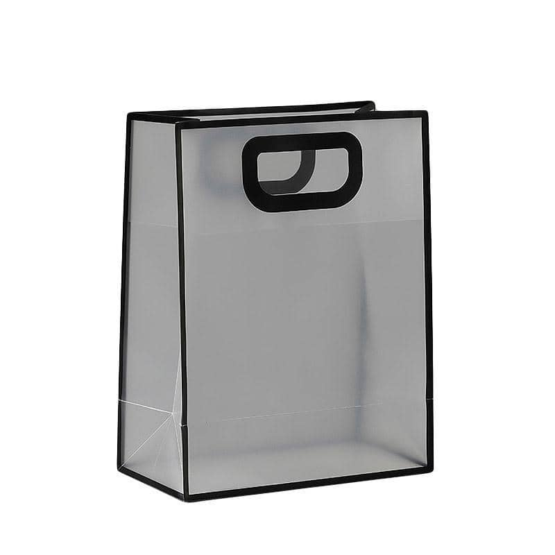 Transparent Frosted PVC Gift Tote Bags - Black, 21 x 27 x 11 cm, Pack of 25
