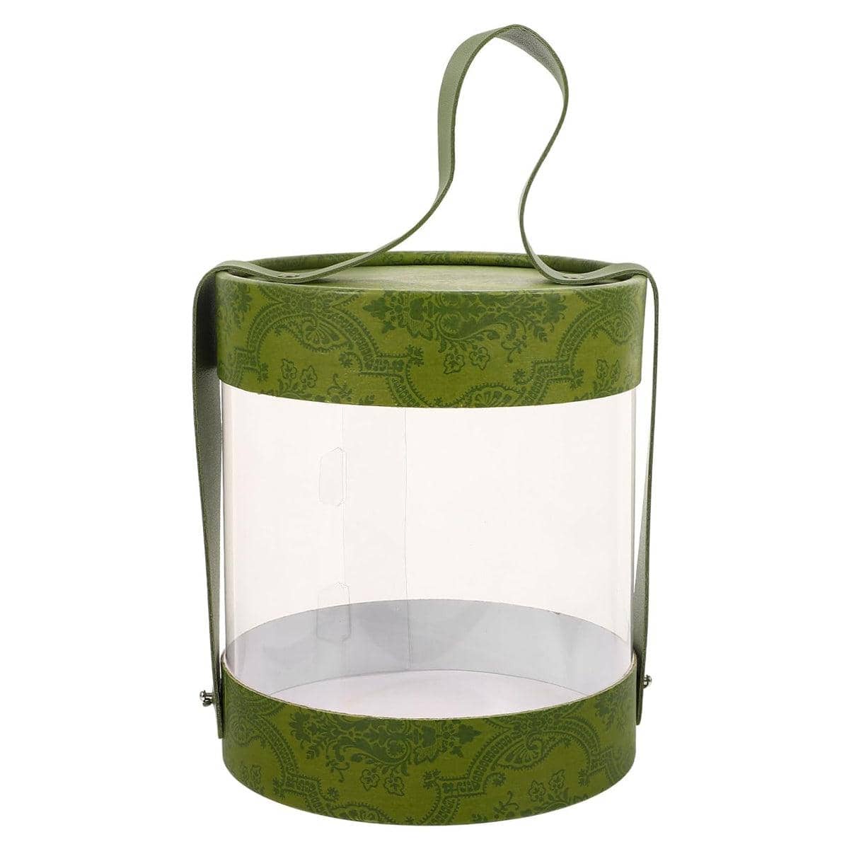 Transparent Hug Bucket Gift Boxes with Handle, Pack of 10 Dessert and Candy Boxes - Green
