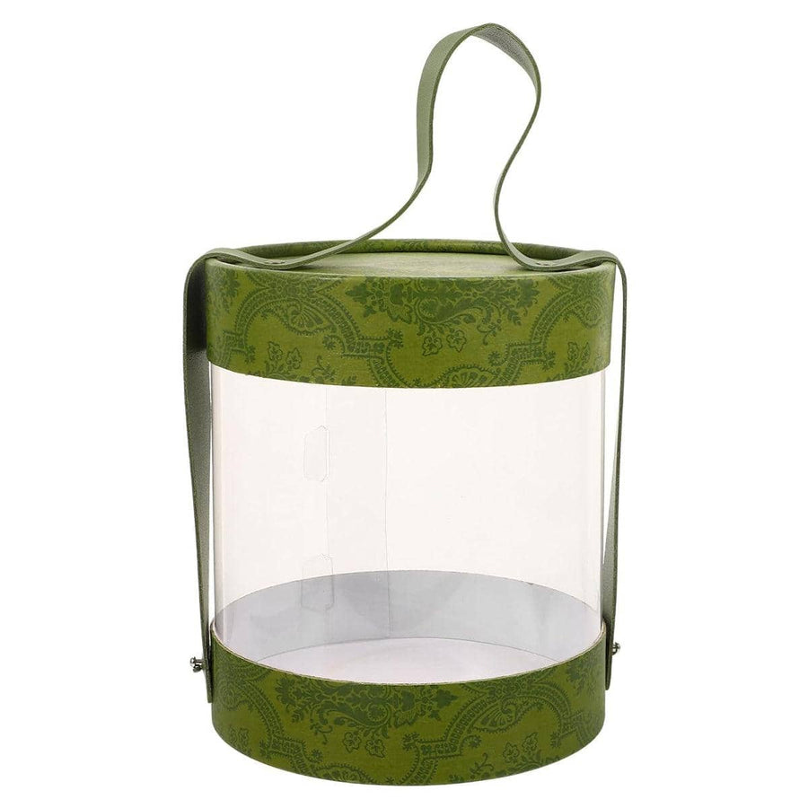 Transparent Hug Bucket Gift Boxes with Handle, Pack of 10 Dessert and Candy Boxes - Green