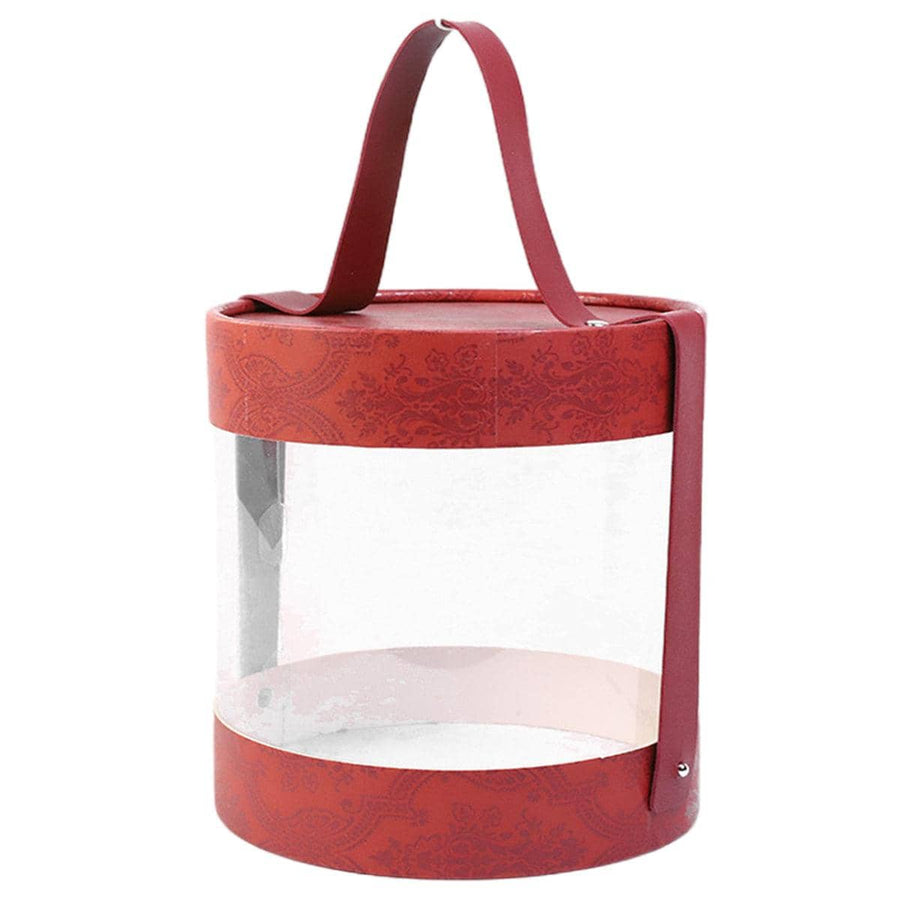 Transparent Hug Bucket Gift Boxes with Handle, Pack of 10 Dessert and Candy Boxes - Red