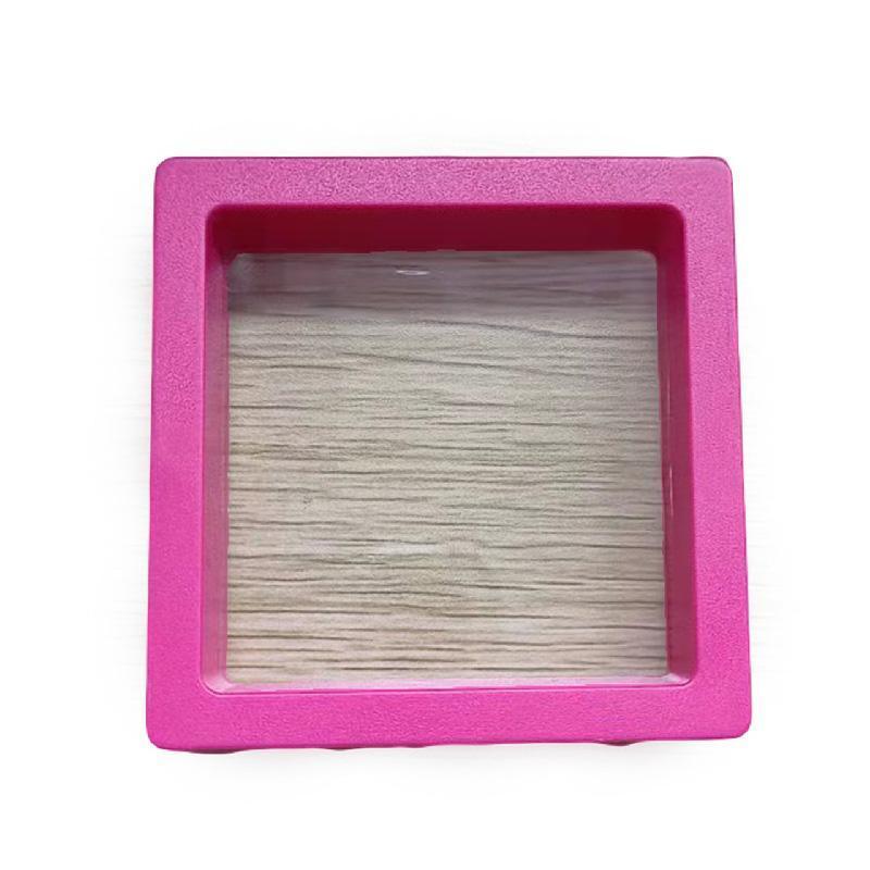 Transparent Jewellery Storage Boxes with PE Film, Pack of 10 - Hot Pink, 7 x 7 x 2 cm