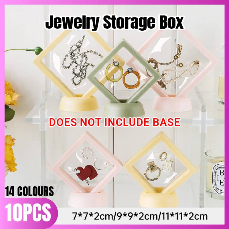 Transparent Jewellery Storage Boxes with PE Film, Pack of 10 - Light Blue, 7 x 7 x 2 cm - view 2