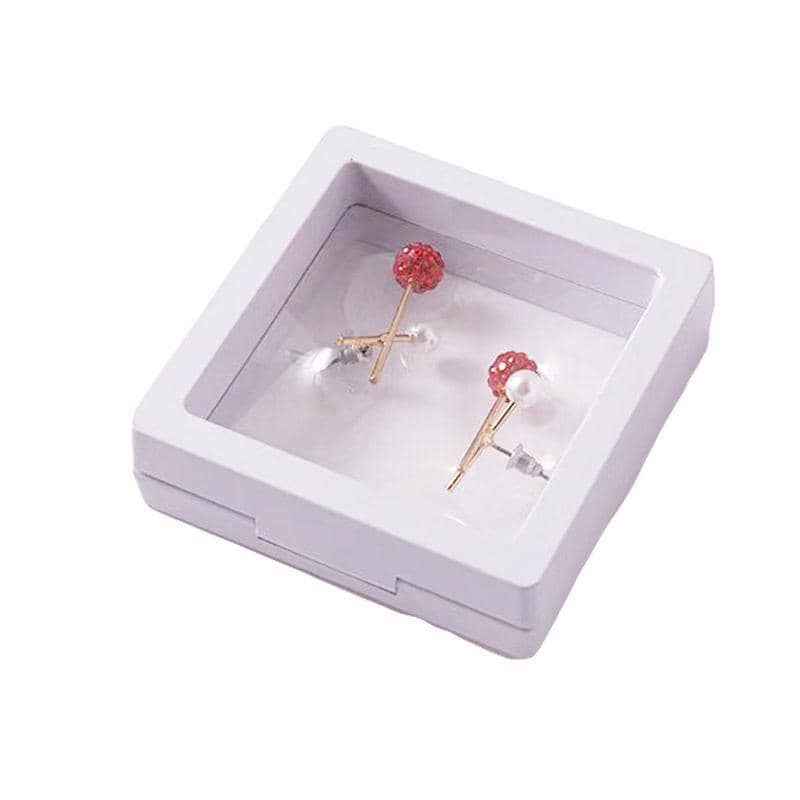 Transparent Jewellery Storage Boxes with PE Film, Pack of 10 - White, 7 x 7 x 2 cm