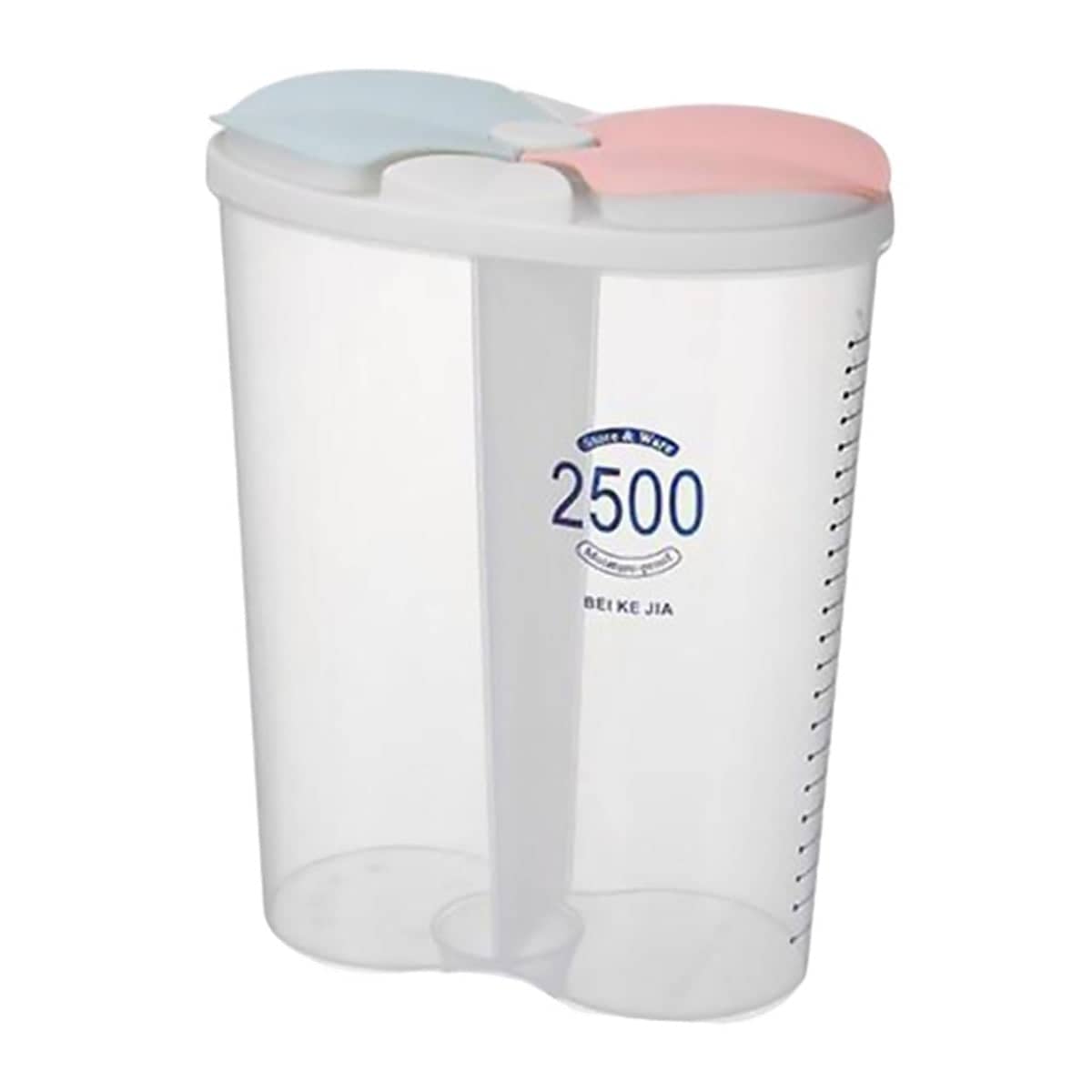 Transparent Kitchen Storage Container with Lid - 2500 ml, 2 Compartments