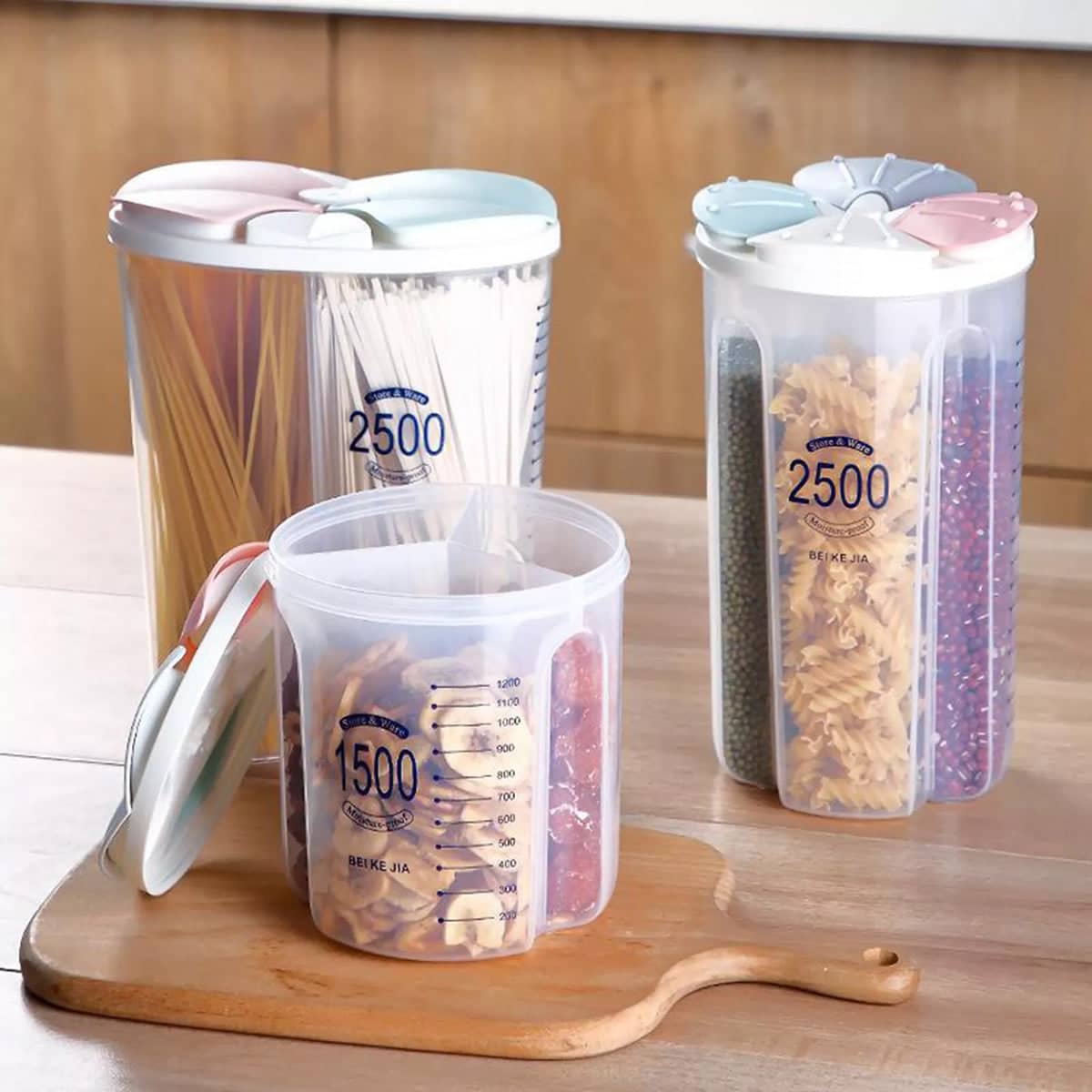 Transparent Kitchen Storage Container with Lid - 2500 ml, 2 Compartments - view 5