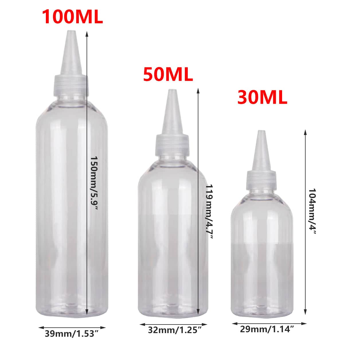 Transparent Needle Tip Squeeze Dispensing Bottles, Pack of 100 - 100 ml (Height 150 mm) - view 4