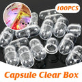 Transparent Plastic Capsule Storage Boxes for DIY Crafts, Pack of 100