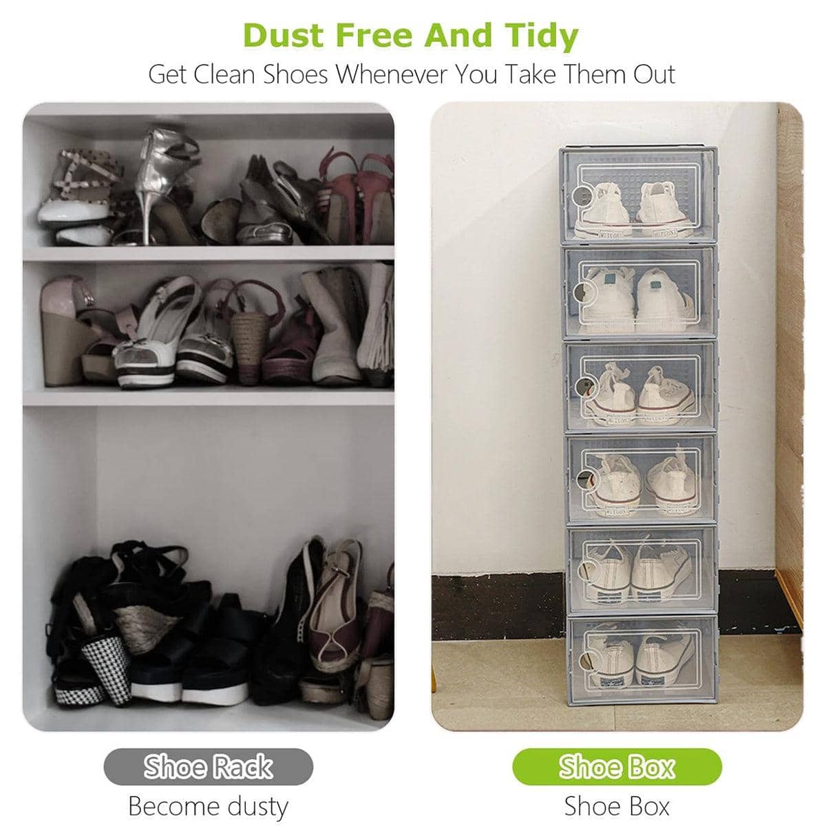 Transparent Plastic Stackable Shoe Box Storage Organiser, Pack of 12 - view 5