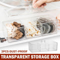 Transparent Plastic Storage Boxes with Lids - Pack of 2 for Desktop and Pantry