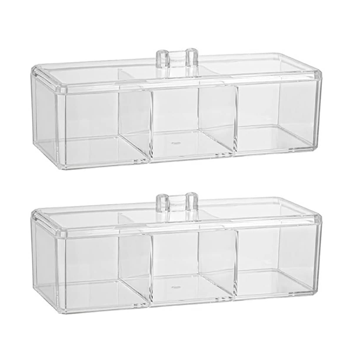 Transparent Plastic Storage Boxes with Lids - Pack of 2 for Desktop and Pantry - view 2