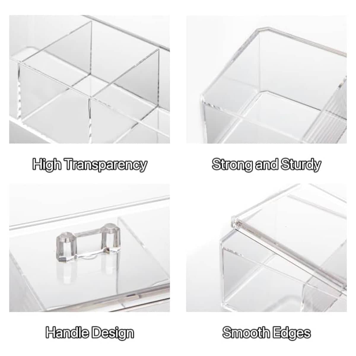 Transparent Plastic Storage Boxes with Lids - Pack of 2 for Desktop and Pantry - view 4