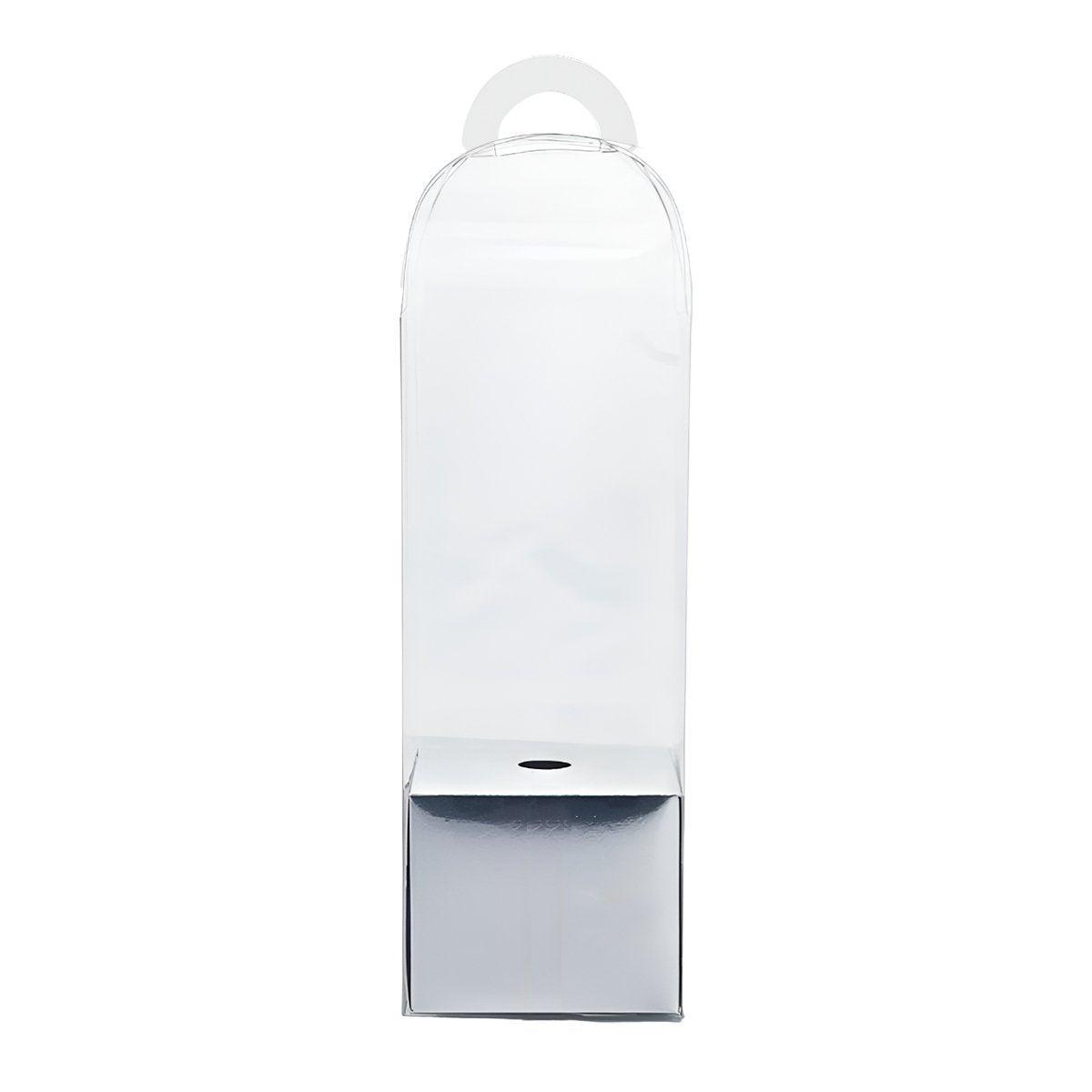 Transparent PVC Flower Gift Boxes with Handle, Pack of 10 - Silver