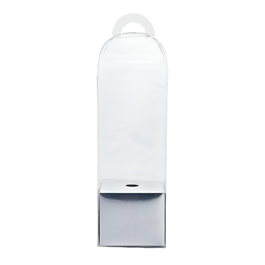 Transparent PVC Flower Gift Boxes with Handle, Pack of 10 - Silver