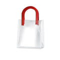 Transparent PVC Handheld Gift Bag with Red Handle Candy Container - Pack of 10 Small 17.5 x 9.5 x 20 cm