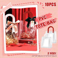 Transparent PVC Handheld Gift Bag with Red Handle Candy Container - Pack of 10 Small 17.5 x 9.5 x 20 cm - view 2