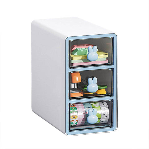 Transparent Rabbit Desktop Storage Organiser, 3 Grid - Blue
