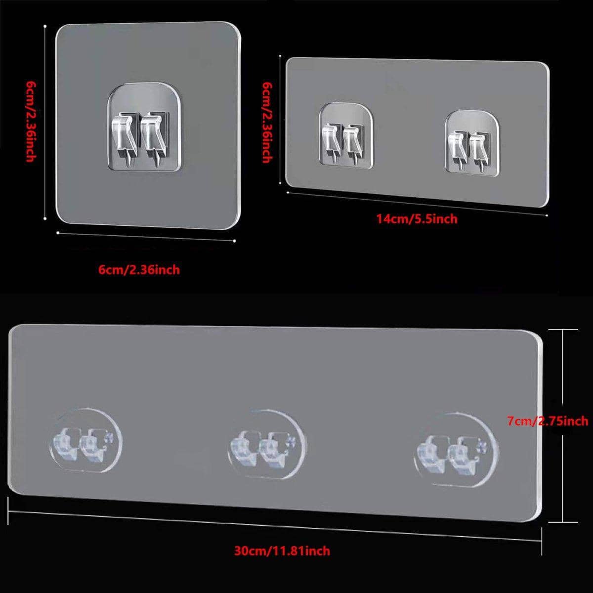 Transparent Seamless No-Drill Bathroom Wall Hooks, Pack of 12 - view 3