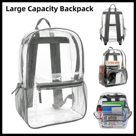 Transparent Waterproof PVC Backpack for School and Travel, Large Capacity