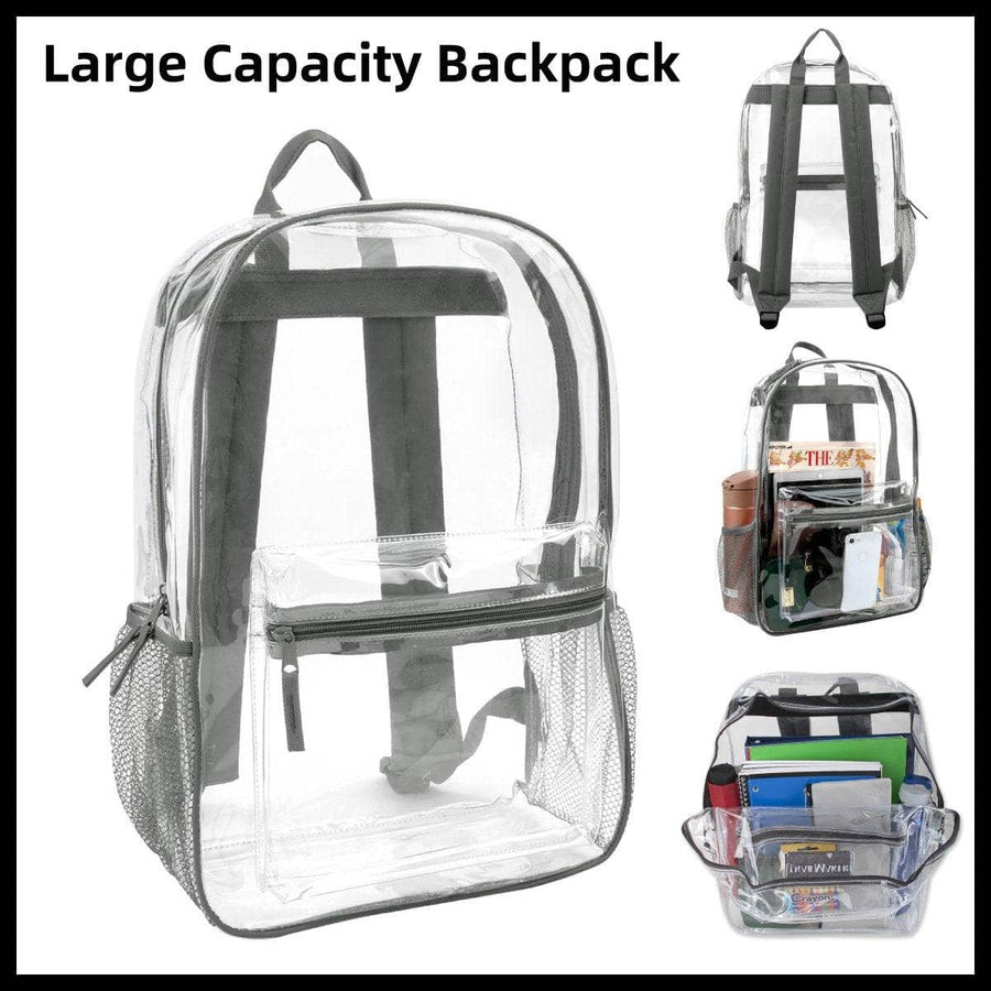 Transparent Waterproof PVC Backpack for School and Travel, Large Capacity
