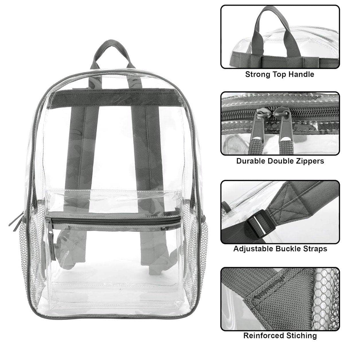 Transparent Waterproof PVC Backpack for School and Travel, Large Capacity - view 4