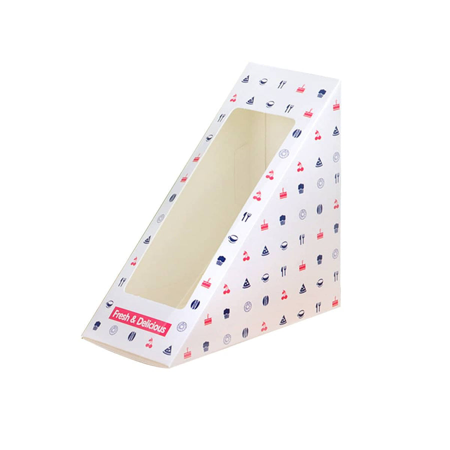 Transparent Window Sandwich Boxes Disposable Food Safe Leakproof, Pack of 100 - White Icon Print