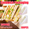 Transparent Window Sandwich Boxes Disposable Food Safe Leakproof, Pack of 100 - White Icon Print - view 2