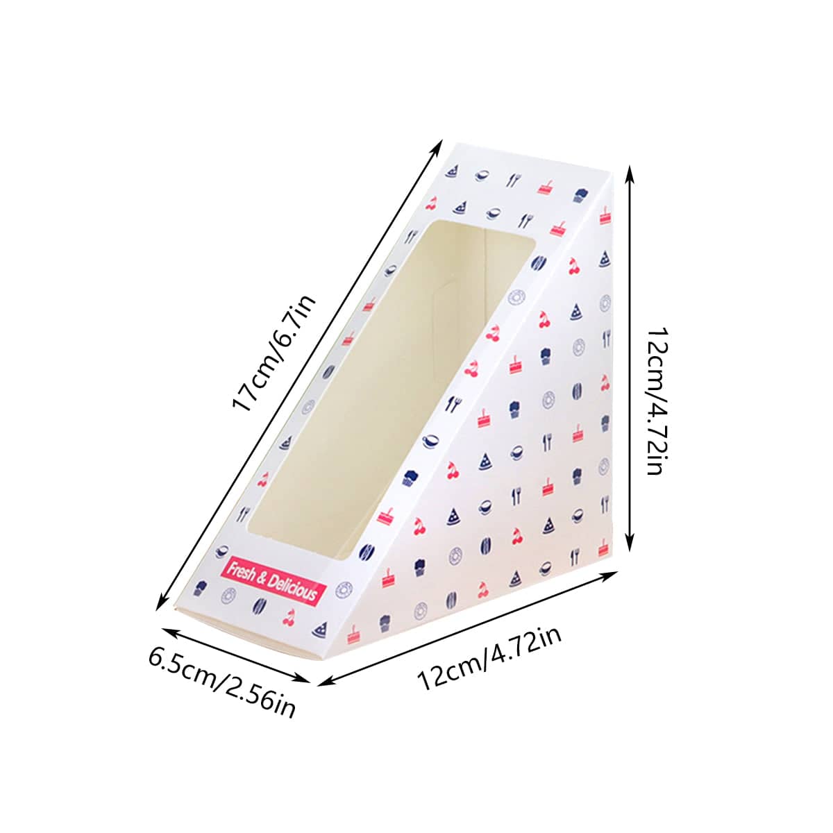 Transparent Window Sandwich Boxes Disposable Food Safe Leakproof, Pack of 100 - White Icon Print - view 4