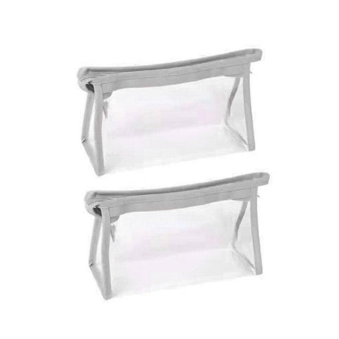 Transparent Zipper Pencil Case Pouches, Pack of 2 - Light Grey