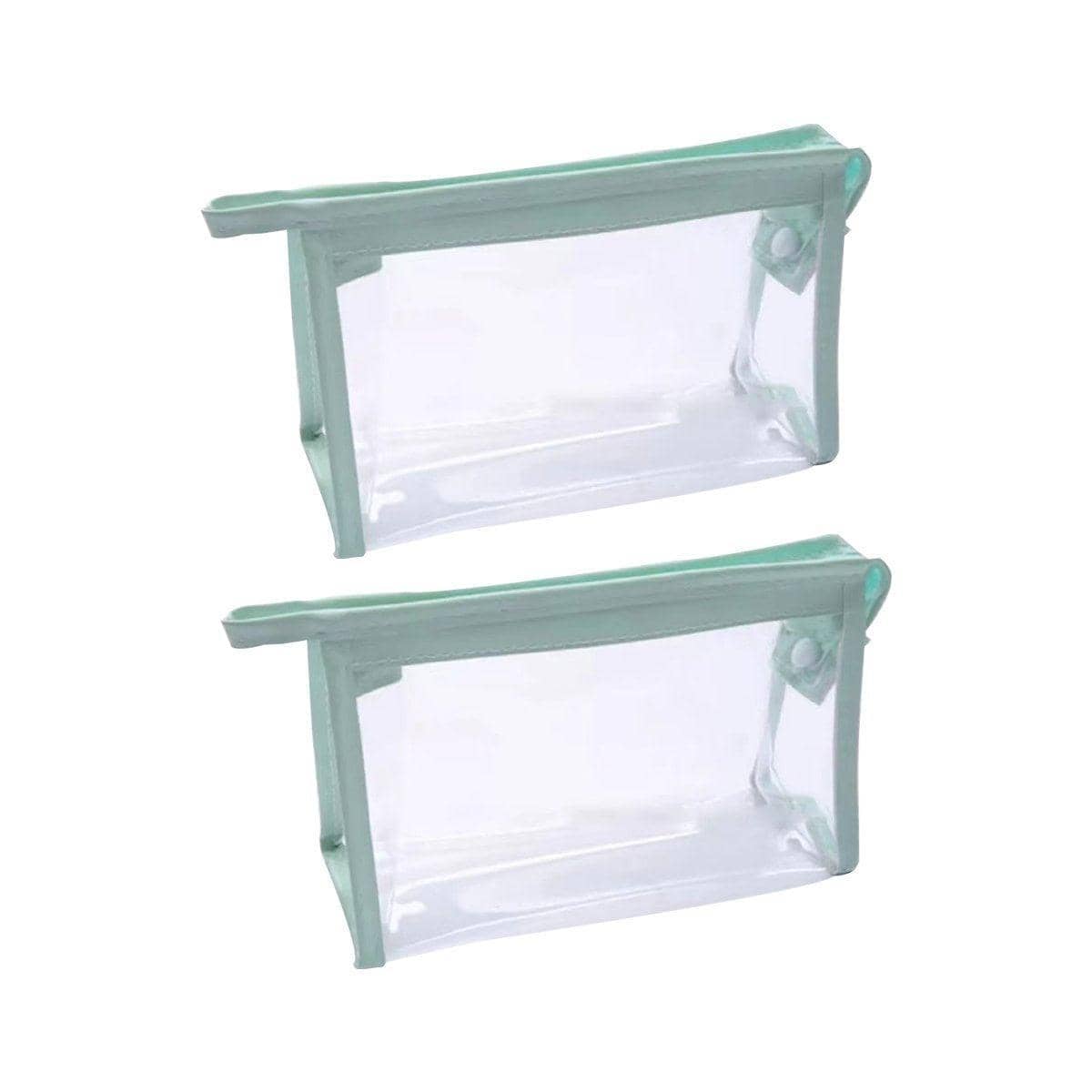 Transparent Zipper Pencil Case Pouches, Pack of 2 - Mint Green