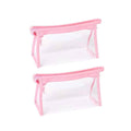 Transparent Zipper Pencil Case Pouches, Pack of 2 - Pink