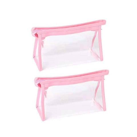 Transparent Zipper Pencil Case Pouches, Pack of 2 - Pink