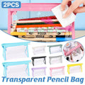 Transparent Zipper Pencil Case Pouches, Pack of 2 - White - view 2