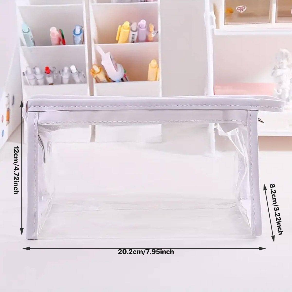 Transparent Zipper Pencil Case Pouches, Pack of 2 - White - view 4