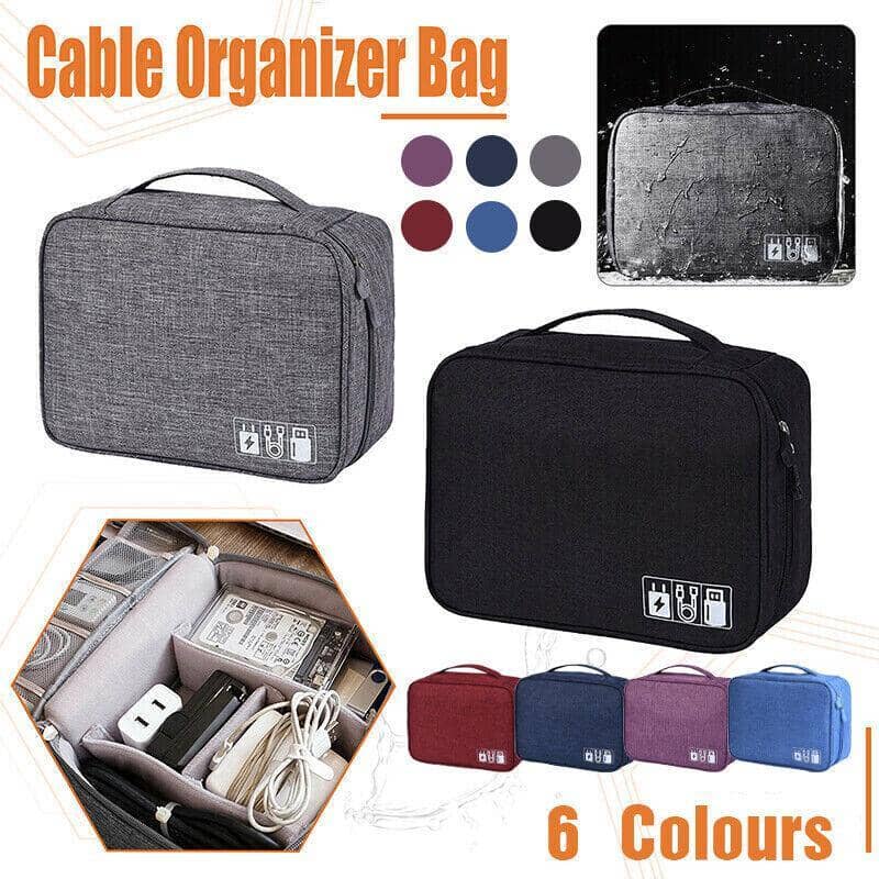 Travel Cable Organiser Bag for Chargers and Electronic Accessories - Grey - view 2