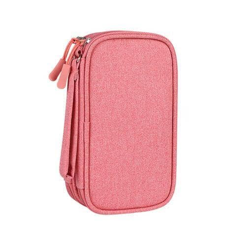 Travel Cable Organiser Pouch for Chargers and Electronics - Coral Pink
