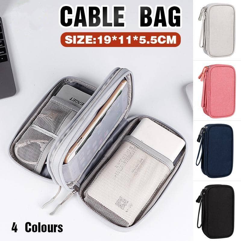 Travel Cable Organiser Pouch for Chargers and Electronics - Coral Pink - view 2