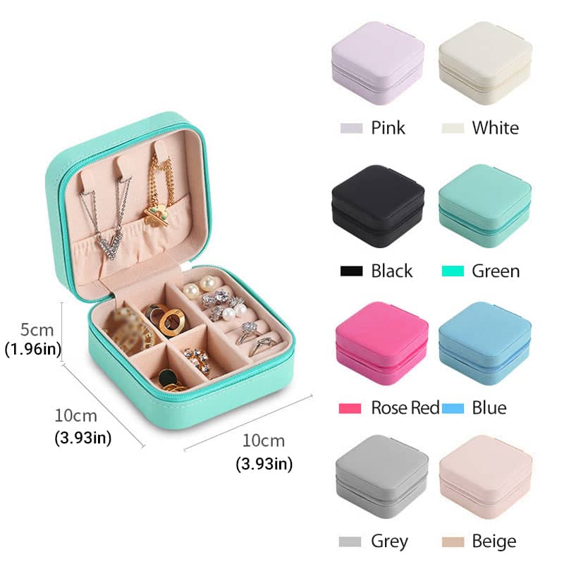 Travel Jewellery Organiser Box, PU Leather - Magenta, 10 x 10 x 5cm - view 4