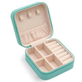 Travel Jewellery Organiser Box, PU Leather - Mint Green, 10 x 10 x 5cm