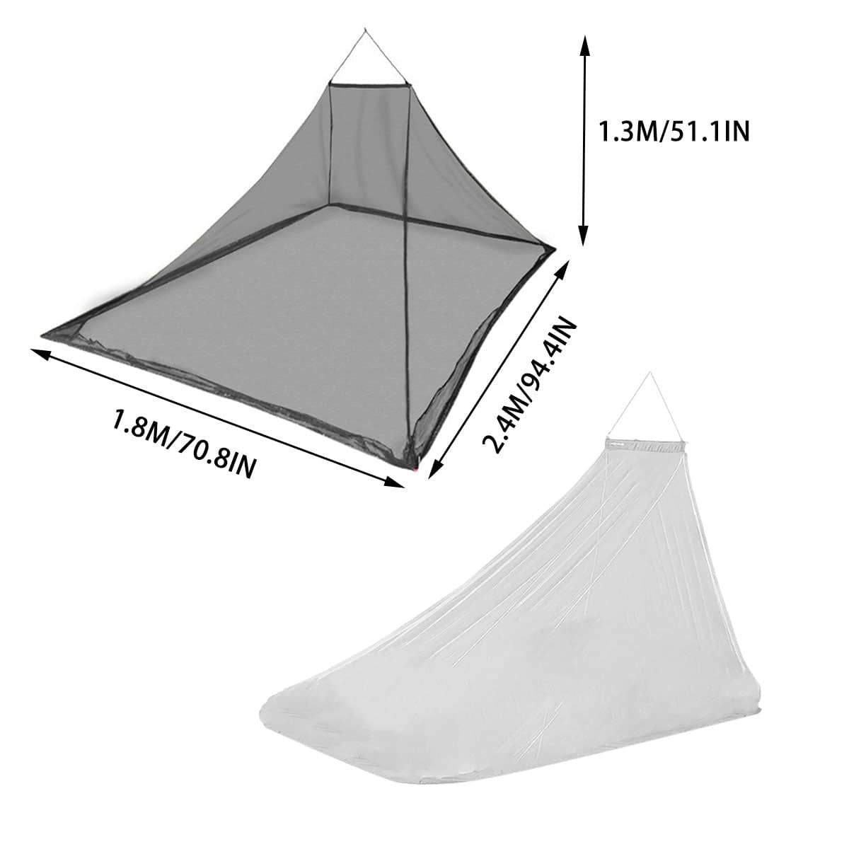 Travel Mosquito Net 180 x 240 x 130 cm - White - view 4