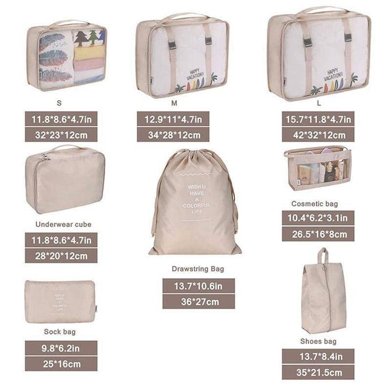 Travel Packing Cubes, Set of 8 - Beige - view 4