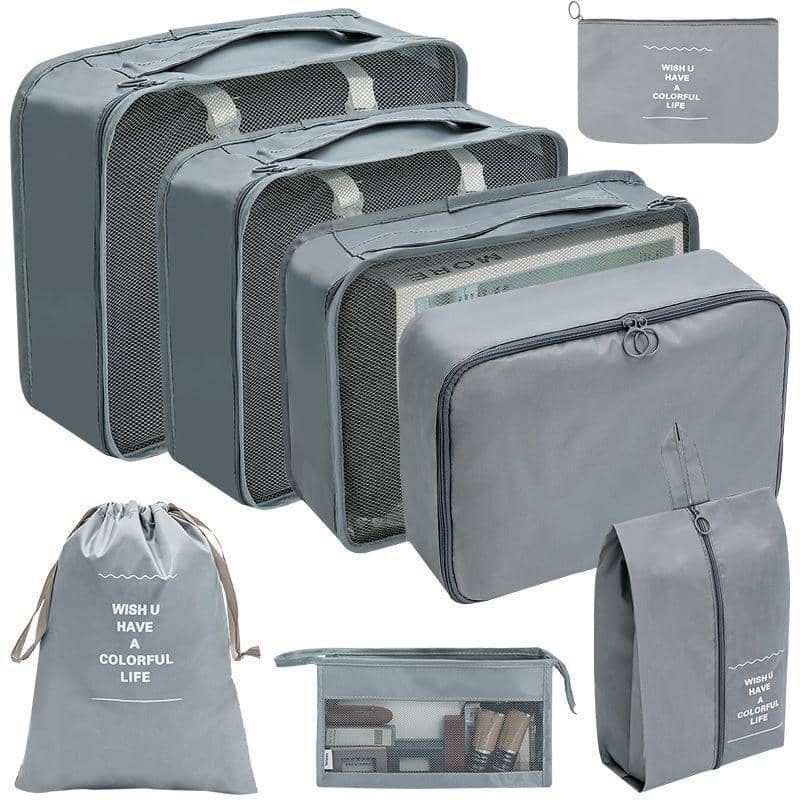 Travel Packing Cubes, Set of 8 - Grey