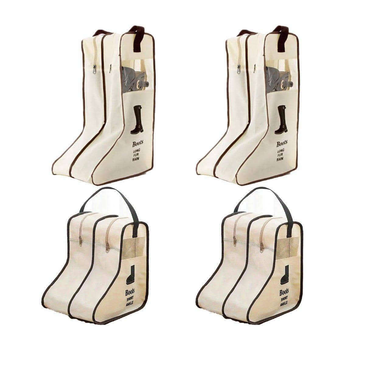 Travel Shoe Bag for Boots, Beige Dustproof Storage with Clear Window, Pack of 4 - view 2