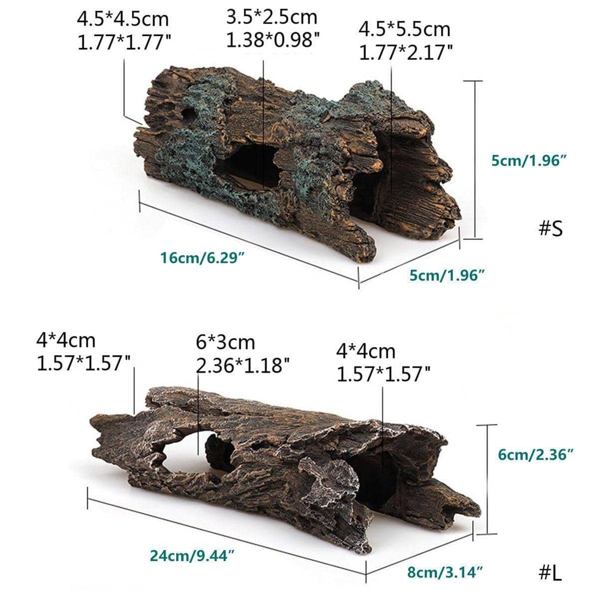 Tree Log Reptile Hideout Cave, Resin - Large (24 x 6 x 8 cm) - view 4