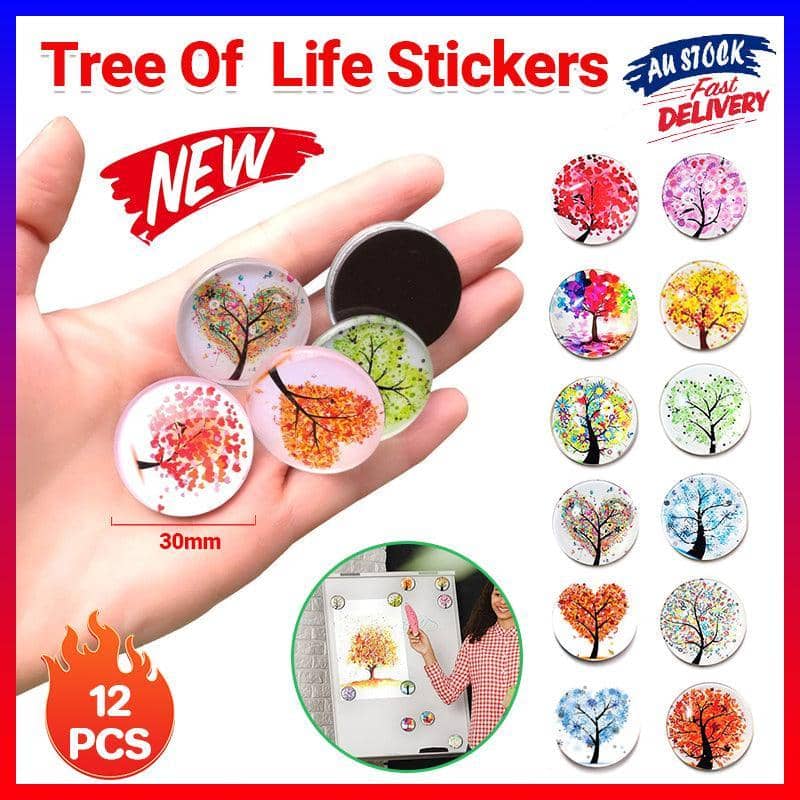 Tree of Life Glass Fridge Magnets, Pack of 12