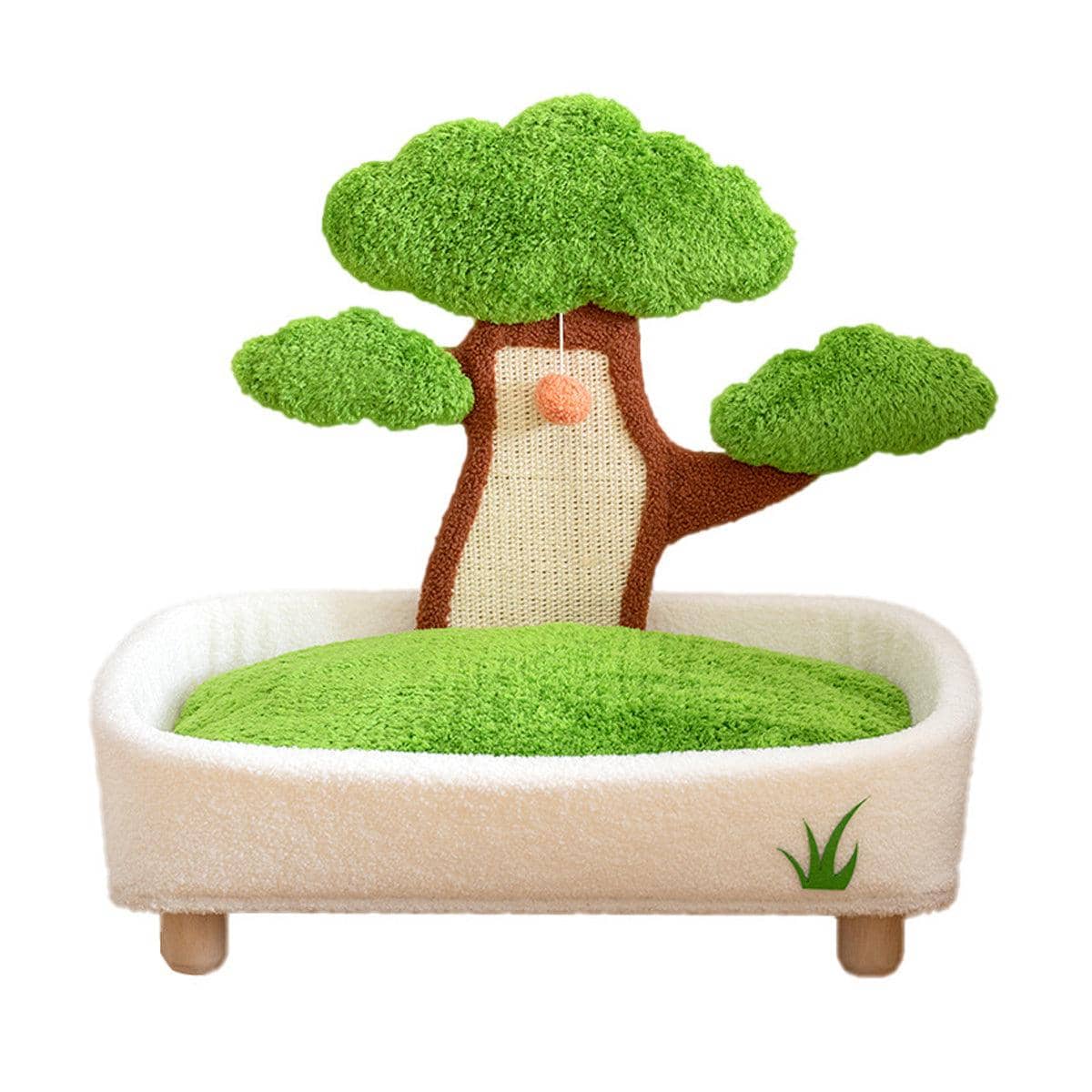 Tree Shape Cat Scratching Board Bed with Velvet Nest - view 2