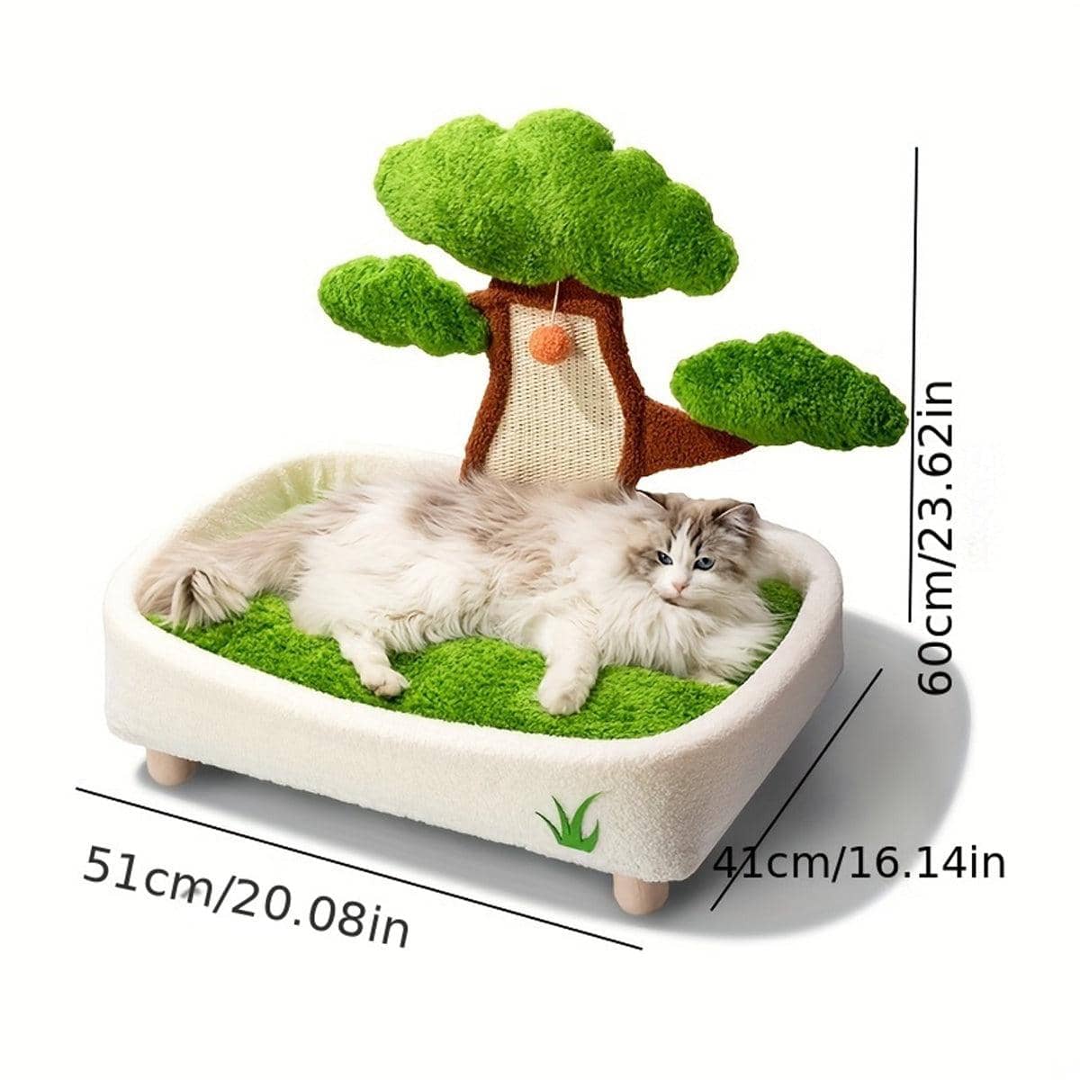 Tree Shape Cat Scratching Board Bed with Velvet Nest - view 3