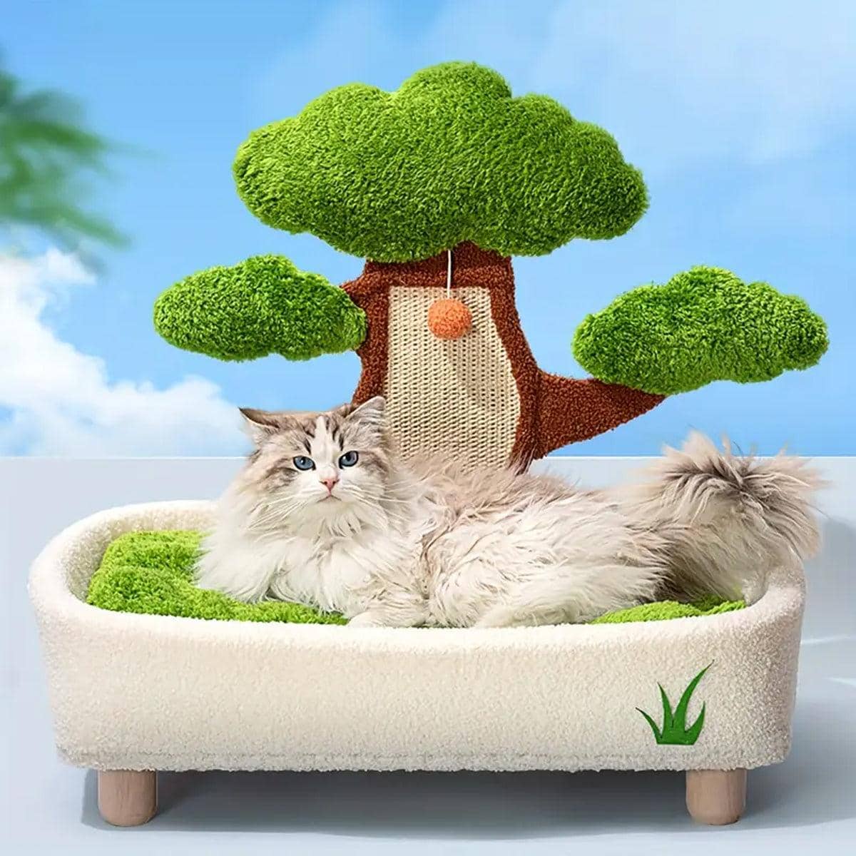 Tree Shape Cat Scratching Board Bed with Velvet Nest - view 4