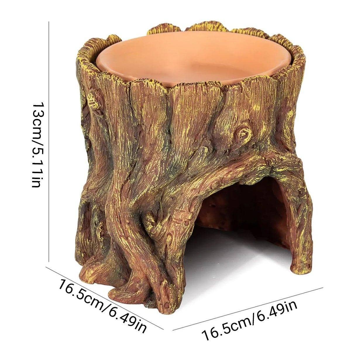 Tree Stump Reptile Cave Lizard Hide with Moisture Basin for Terrarium - view 3