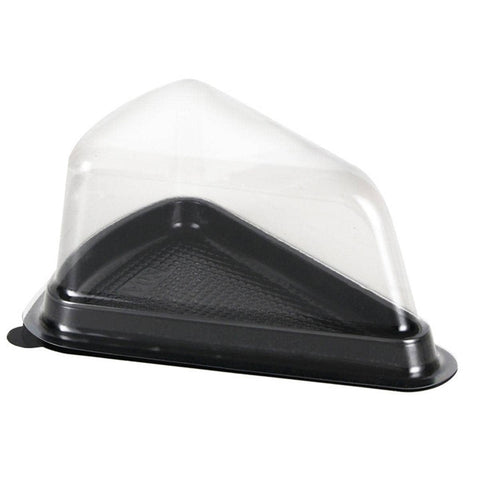 Triangle Cake Slice Boxes with Clear Lid, Pack of 100 - Black, 8 x 15 x 7 cm