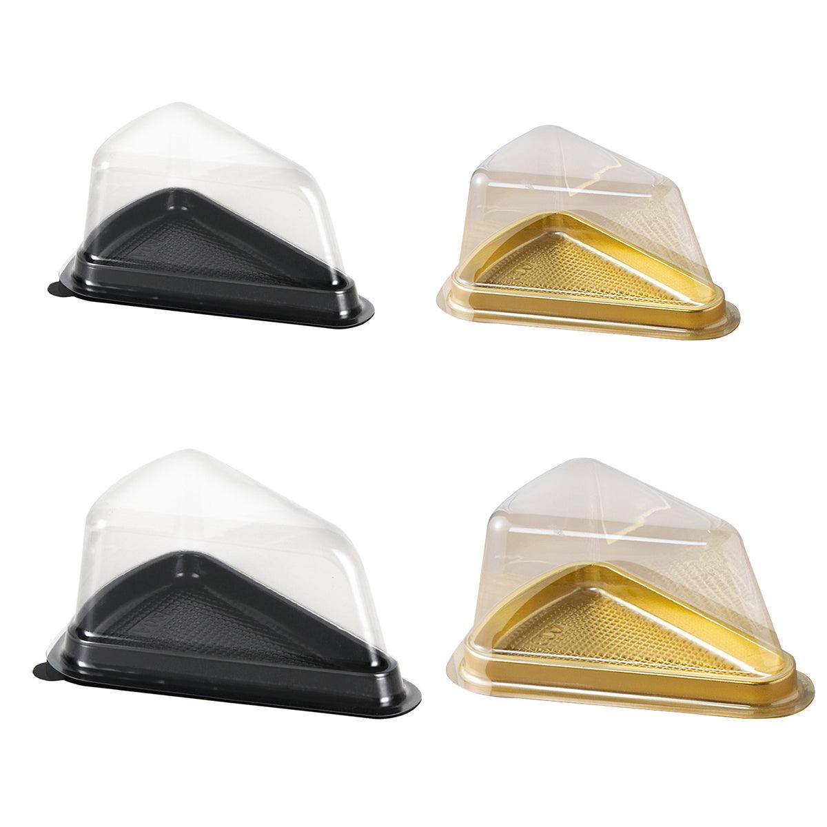 Triangle Cake Slice Boxes with Clear Lid, Pack of 100 - Gold, 7 x 14 x 6 cm - view 3